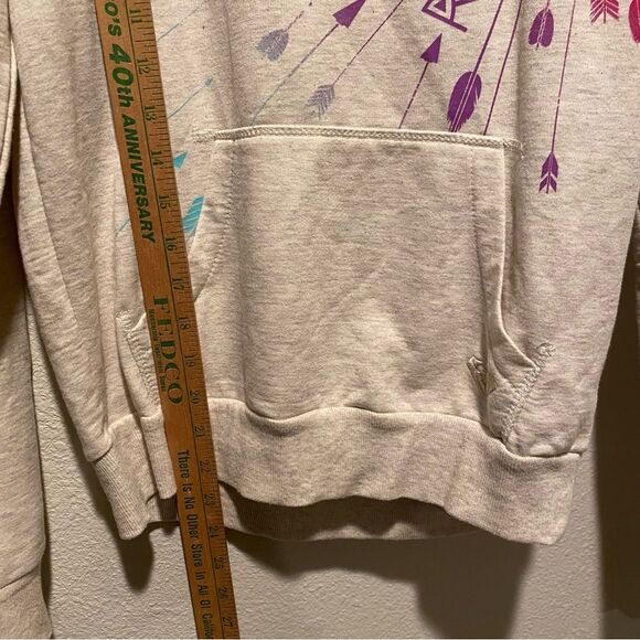 Roxy Sweatshirt Pullover faux fur hood Size Small beachy surfer casual winter - Picture 7 of 8